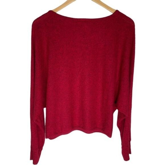 A. Byer Women’s XL Ribbed Knit Long Sleeve Red Stretch Pullover Casual Fall Top - Picture 2 of 10